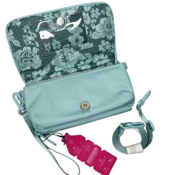 Vera Bradley Blue RFID Wristlet Wallet Crossbody Bag - Picture 3 of 13